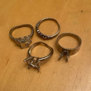 Silver Ring Set with Stone Settings